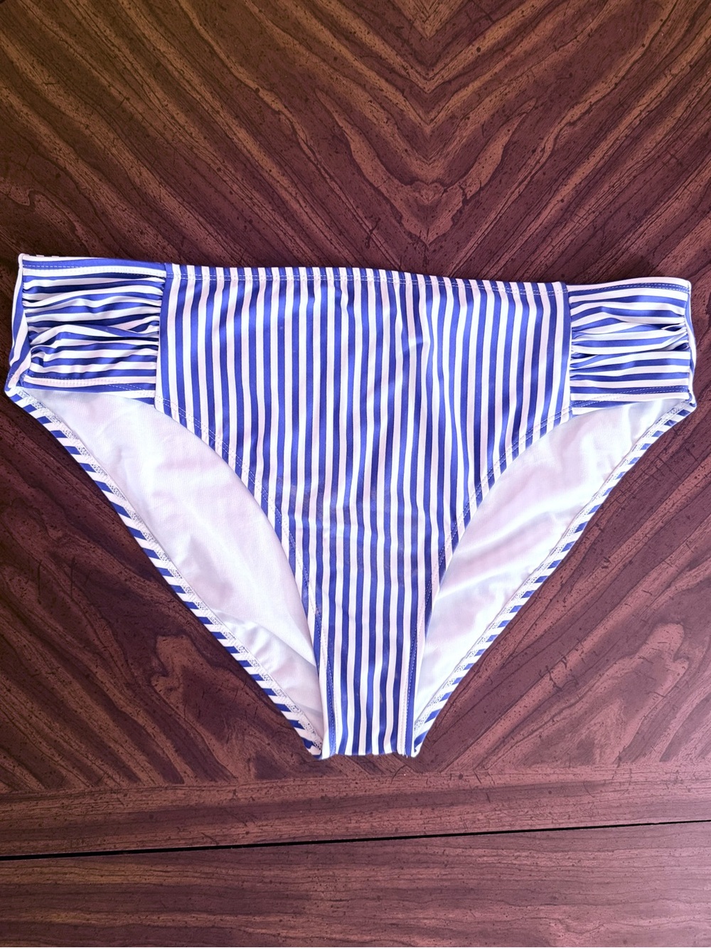 Blue and White Striped Bikini Bottoms